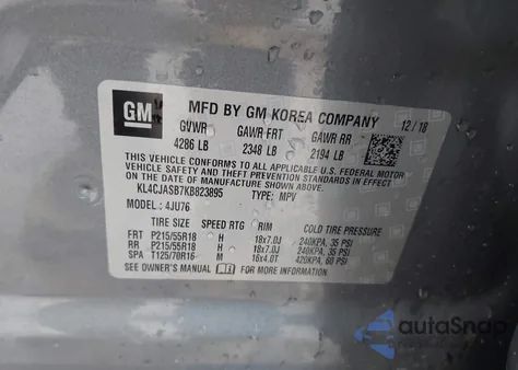 2019 Buick Encore Fwd Preferred из США, поврежденный, VIN KL4CJASB7KB823895